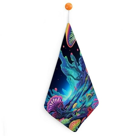

Autua Corals Sea Creature Psychedelic Art Reusable Hand Towels 11.8x11.8in Quick Dry Microfiber Kitchen Towels 1pcs
