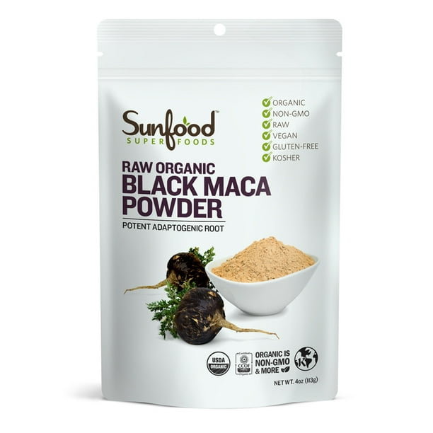 Sunfood Superfoods Organic Black Maca Powder, 4.0 Oz