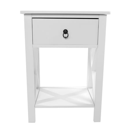 Haotian White Night Stand Beside Table With 1 Drawers And 1 Open
