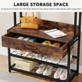 thumbnail image 2 of Tribesigns 3-in-1 Entryway Coat Rack, Brown Vintage Industrial Hall Tree with shoe Bench and Hutch, Mudroom Bench with Storage shelves and Hooks, LargeSize, Wood Accent Furniture with Metal Frame, 2 of 7