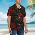 thumbnail image 5 of Balery Roses Print Men's Hawaiian Shirts Short Sleeve Beach Shirt Relaxed Fit Vacation Button Down Shirts-Small, 5 of 9