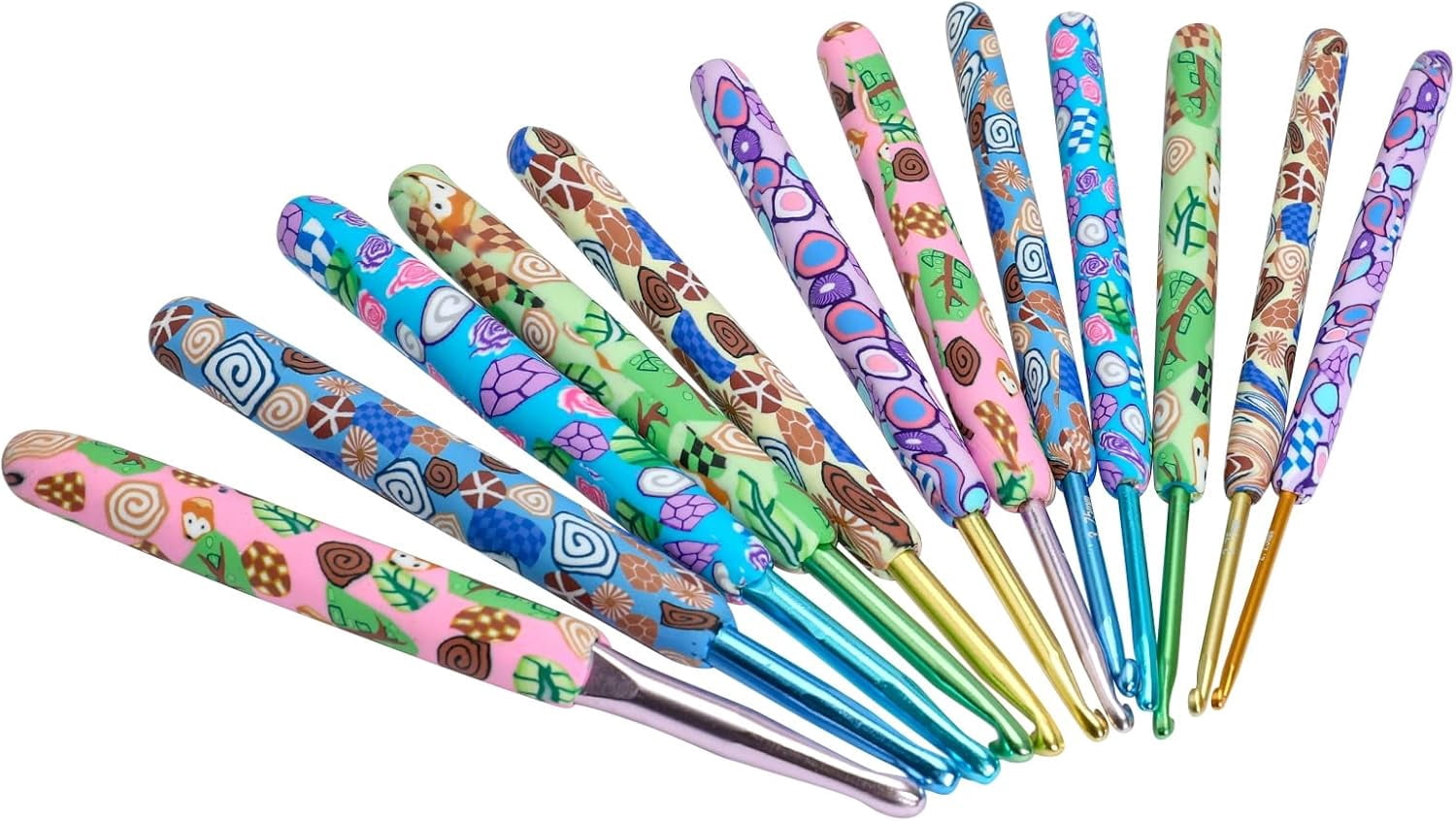 SONGAUN Coopay Complete Crochet Hooks Set for Beginners, 2.25mm-8mm Crochet Hook, Ergonomic Crochet Hooks for Arthritic Hands, Cute Animal Print Comfort Grip, Crochet Needles