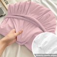 thumbnail image 4 of Twin Sze Fitted Sheet Set - Light Pink 2 Piece Bedding Sets 16" Deep Pocket Fitted Sheet with 1 Pillowcase, Farmhouse Solid Pink Color Modern Art Brushed Microfiber Hotel Luxury Bed Sheets, 4 of 9