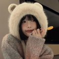 thumbnail image 4 of Gorro de felpa con orejas de oso lindo de estilo coreano para mujer, protección para las orejas de invierno que combina con todo, punta cerrada, grueso y cálido, gorro Lei Feng, 4 of 5
