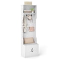 thumbnail image 1 of Costway Arbre d'Entrée 3-en-1 avec Banc, Rangement, Tablettes Ajustables, Crochets Suspendus pour Vestibule, Blanc, 1 of 10
