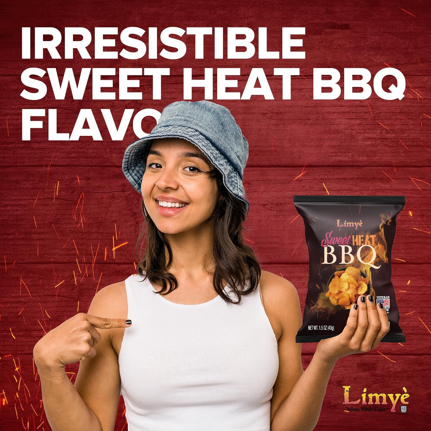 Limyè Sweet Heat BBQ Flavored Potato Chips - Certified Kosher & Allergen-Free - Vegan potato chips, Sweet Heat BBQ Flavor, 1.5 oz, Pack of 24