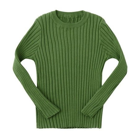 

Honeeladyy Toddler Kids Baby Girls Ribbed Knit Sweater Soft Solid Warm Sweater Pullover Green