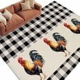 thumbnail image 2 of Black White Plaid Rooster Area Rug 5x7 FT, Non Slip Bedroom Throw Carpet, Vintage Farmhouse Checkered Rustic Washable Soft Floor Carpet Non-Shedding Rug for Dining Room Bedside Classroom Desk, 2 of 9