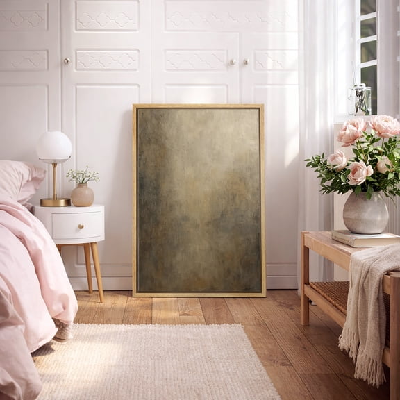 Framed Canvas Print Wabi Sabi Wall Art Neutral Abstract Decorative for Living Room Bedroom - 16"x24" NATURAL