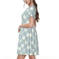 thumbnail image 2 of Xecao Daisy Plaid Blue for Women Summer Short Sleeve Midi Dress with Pockets Casual Aline Flowy Tshirt Dress Vocation Beach Sundress, 2 of 6