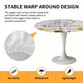 thumbnail image 6 of Sunflower Yellow Elastic Fitted Round Table Cover Green Leaves Plant Retro Waterproof Outdoor Tablecloth for Holiday Party, Picnic, Patio & Dining Fits Tables Up to 36"-44", 6 of 8