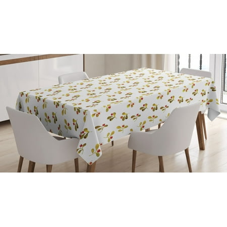

Cranberry Tablecloth Watercolor Berries Leaves Branch Botanical Forest Buds Paintbrush Rectangular Table Cover for Dining Room Kitchen 60 X 84 Inches Olive Green Burnt Orange by Ambesonne