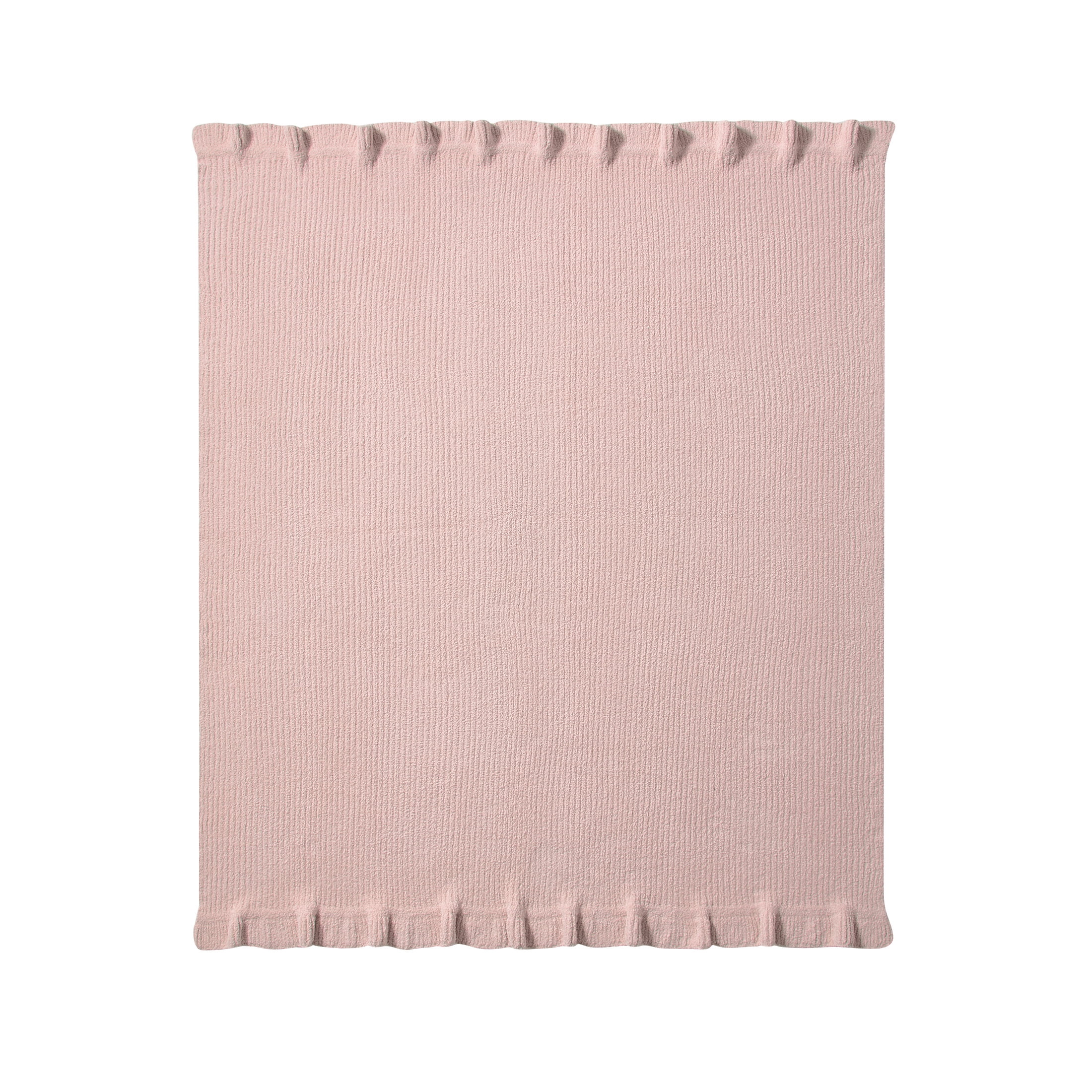 My Texas House Pink 60 in x 70 in Rib Knit Ruffle Throw Blanket