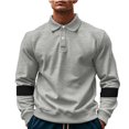 thumbnail image 2 of Annhoo T-Shirts for Men Color Block Button Up Long Sleeve Tops Sports Collared Slim Solid Color Work Shirts Casual Pullover, 2 of 6