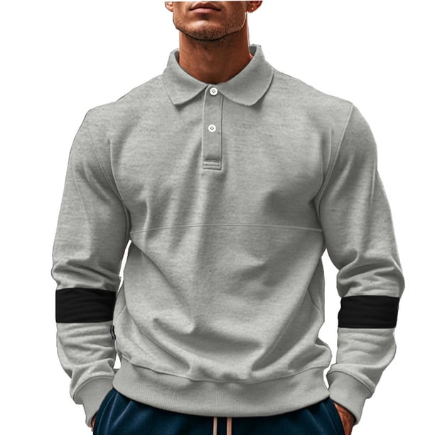 pstuiky manga larga para hombre, Top de manga larga con cuello y hebilla para hombre Tops de hombre xxl