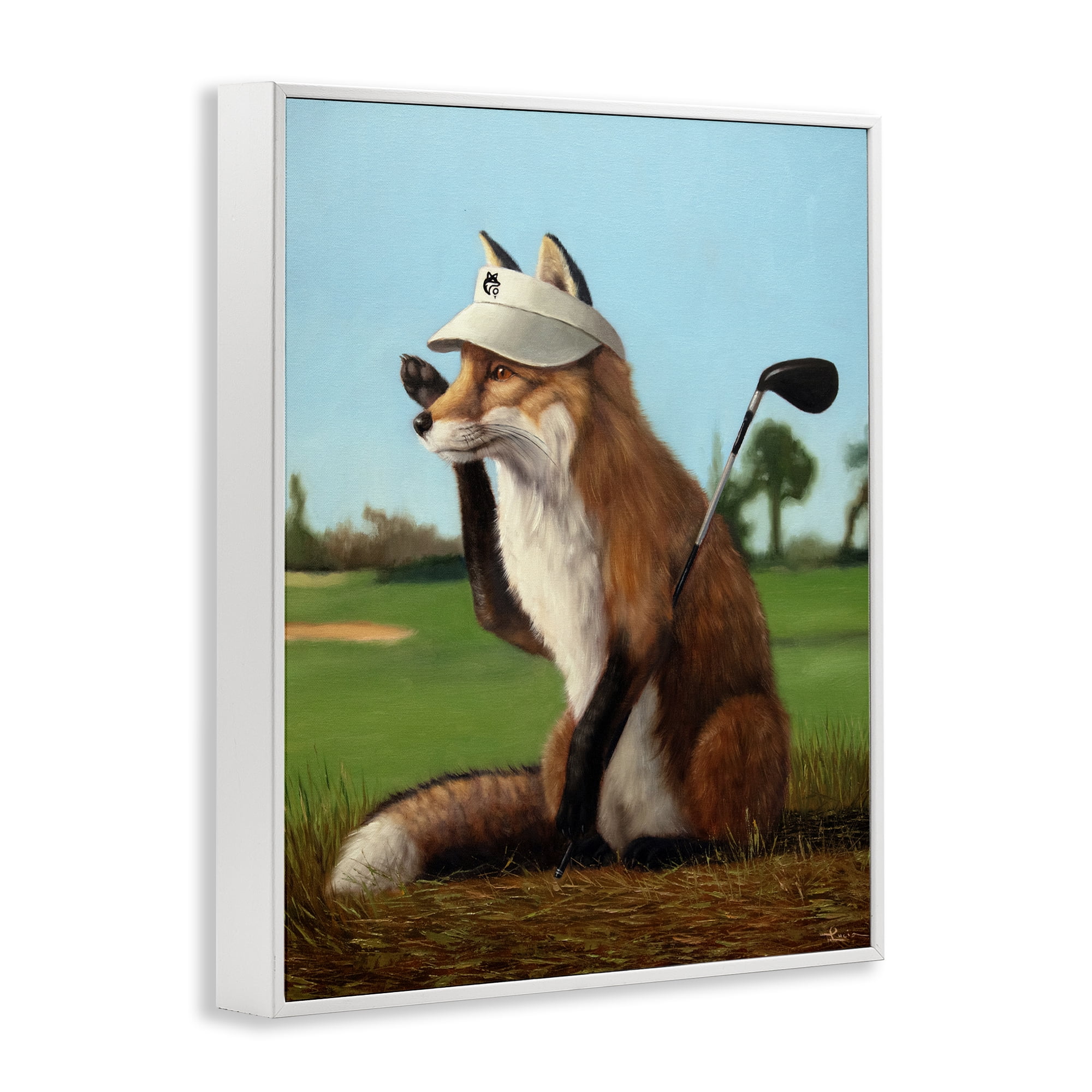 Stupell Industries Fox Drive Golfer White Framed Giclee Art, design by Lucia Heffernan