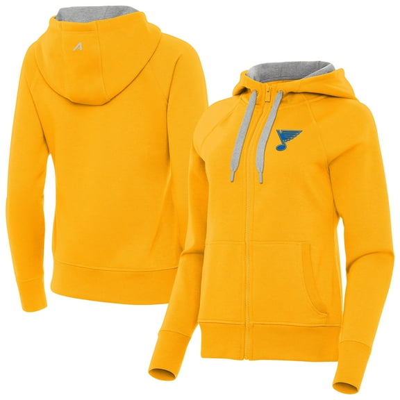 Women's Antigua Gold St. Louis Blues Victory Full-Zip Hoodie