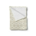 thumbnail image 2 of Traditional Soft Flannel Fleece Blanket, Foliage Pattern with Rich Curlicues Classical Byzantine Tile Design, Cozy Plush for Indoor and Outdoor Use, 60" x 80", Cream and Pale Brown, by Ambesonne, 2 of 5