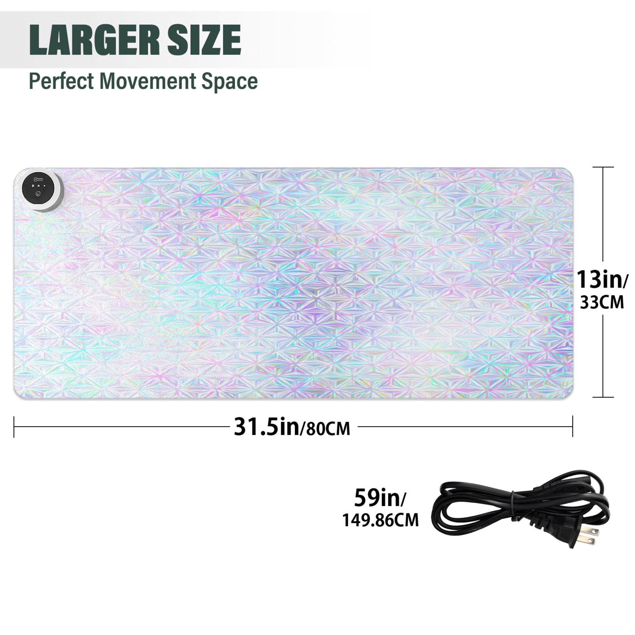 Large Heated Desk Mat Mouse Pad 31.5"x13"PU Leather Graphene Heating Desk Warmer with 3 Temperature Settings 110V US Plug Non-Slip Warm Pad for Home, Office, and Gaming Pastel Prism Star Pattern