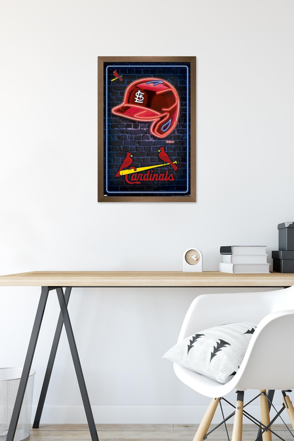 MLB St. Louis Cardinals - Neon Helmet 23 Wall Poster, 14.725" x 22.375" Framed