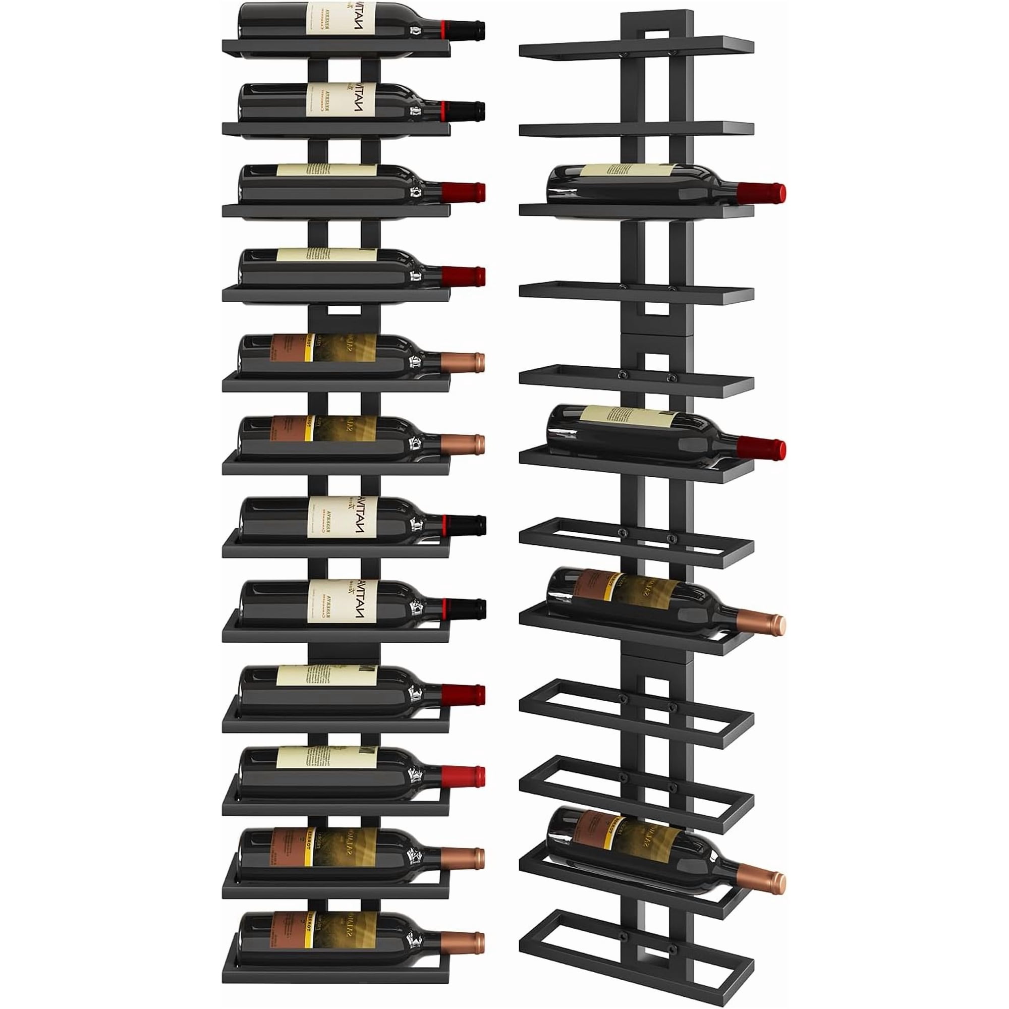 Wall Mounted Wine Rack 12 Bottle Metal Storage Rack Black TMJ909B | Wine Bottle Holder for Wine Bottles Liquor Champagne DIY Wall Wine Rack for Home Bar Storage and Display