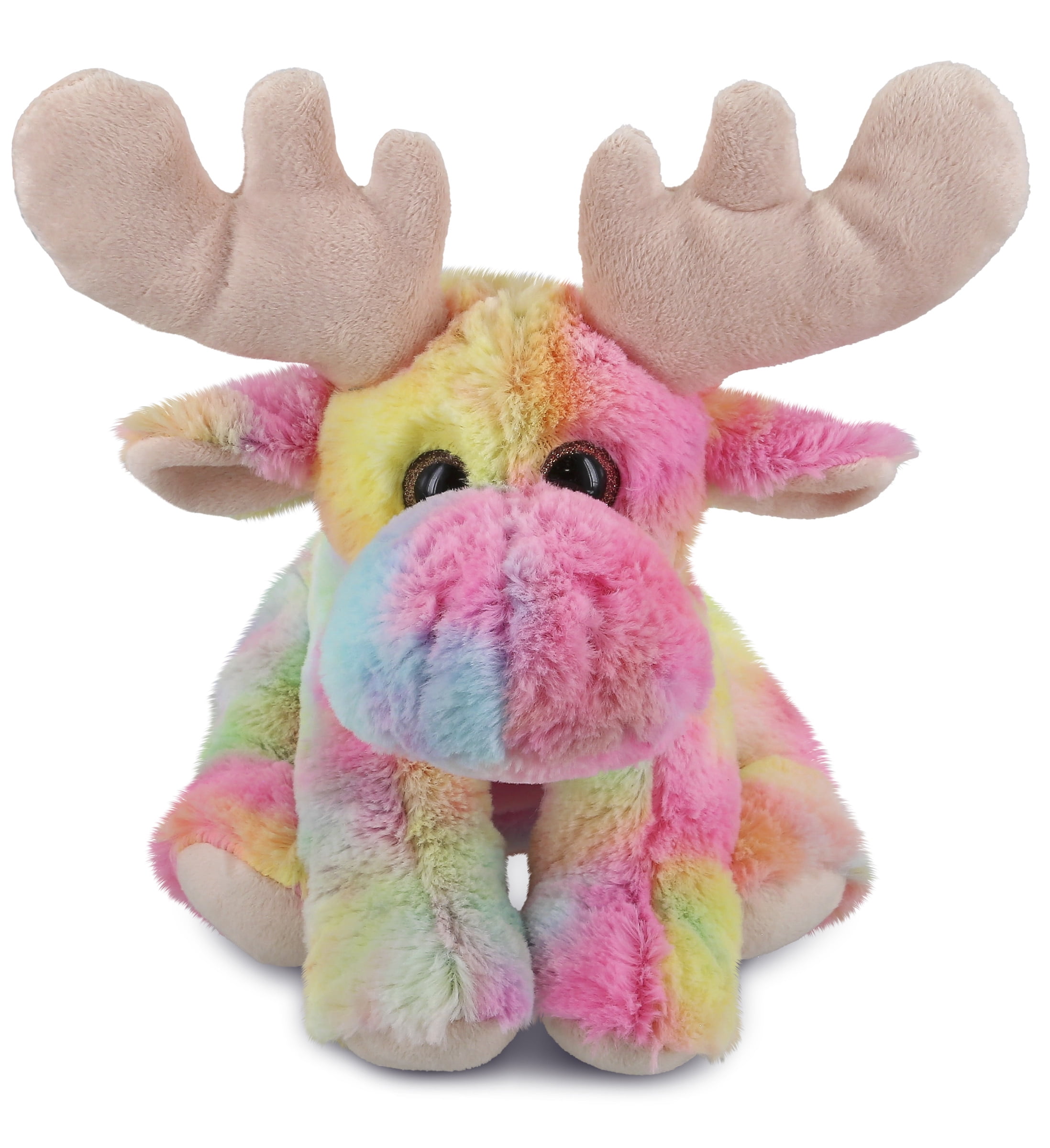 DolliBu Rainbow Floppy Moose Stuffed Animal Soft Huggable Moose