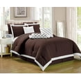 thumbnail image 6 of Legacy Decor 9 pc Pleated Microfiber Comforter Set, Chocolate Brown and White Color, Full Size, 6 of 6