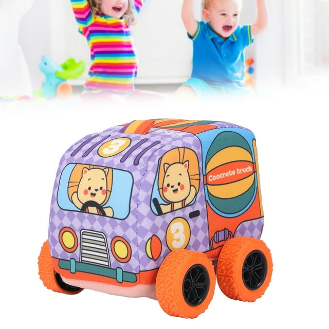 Soft Fabric Kids Pull Back Car Toy, Cute Cartoon Animal Theme Educational Vehicle, Small and Portable, Soft Filling