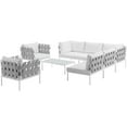 thumbnail image 4 of Modway Harmony 8 Piece Outdoor Patio Aluminum Sectional Sofa Set in White White, 4 of 8
