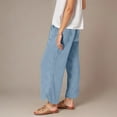 thumbnail image 5 of Khaki Pants for Women, Women'S Solid Color Baggy Wide-Leg Pants Casual Elastic-Waistband Pocket Pants Women High Waisted Pants (Light Blue,L), 5 of 9