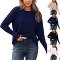 thumbnail image 2 of Tumotour Pullover for Women Crew Neck Long Sleeve Knitted Sweater Casual Loose Top 2025 Lightweight Sweatshirts Blouse Tops, 2 of 7