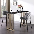 thumbnail image 2 of Counter Height Velvet Stool / With Gold Tipped Black Legs, 2 of 5