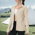 thumbnail image 4 of BODOAO Womens Sun Protection Jacket Hoodie Upf 50+ Long Sleeve Zip Up Sun Shirt Clothing Lightweight Outdoor Athletic Jacket Custom Zipper 50+ Summer Clothing Ice Knitted Long Sleeved Cardigan Beige L, 4 of 9