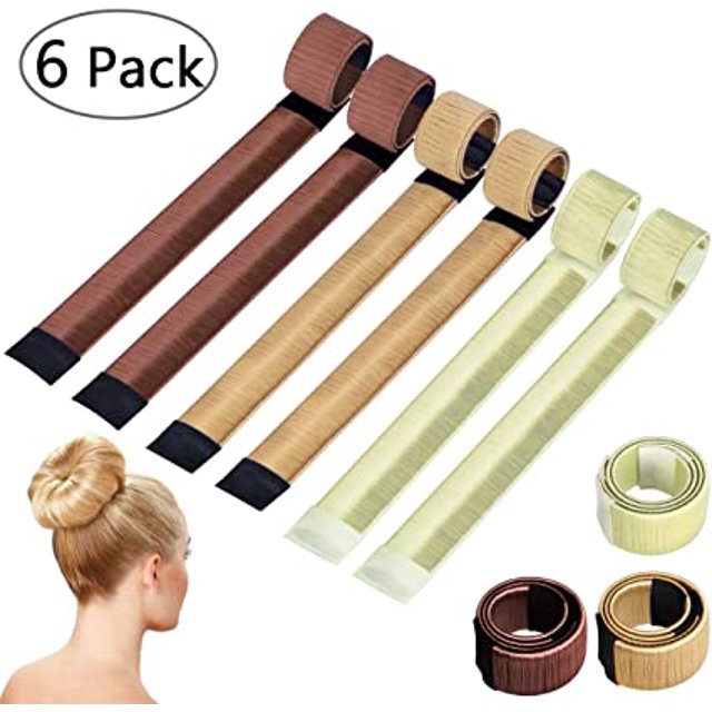Moño mágico para el cabello, 6 piezas de herramientas para peinar moños con juego para hacer moños, accesorios para el cabello para niñas y mujeres (marrón amarillo, marrón claro, blanquecino) JM