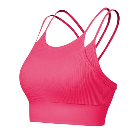 oqasdz Women Bras Crisscross Back Padded Racerback Crop Workout Yoga Gym Tank Top Stylish Bralette Sports Bra