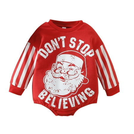 

Infant Baby Girls Boys Christmas Romper Santa Claus Letter Print Long Sleeve Jumpsuit Sweatshirt
