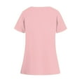 thumbnail image 3 of Soft Stretch Round Neck Scrub Top for Women – Lightweight Comfortable Top with Convenient Pocket Design Light pink 4XL, 3 of 3