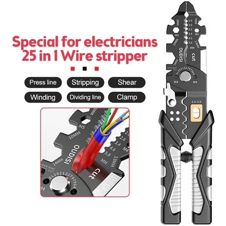 

Multifunctional 25 In 1 Wire Stripper Tool for Cable with Cutter Crimper and Needle Nose Pliers