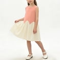 thumbnail image 2 of OGLCCG Girls Color Block Summer Dress Ruched A-Line Sleeveless Crewneck Sundress High Elastic Cute Birthday Party Princess Dresses 18M-8Years, 2 of 7