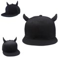 thumbnail image 3 of Men Women Snapback Adjustable Baseball Cap Hip Hop Hat Black Devil Horns Cap, 3 of 5