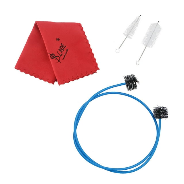 Graflsoa Compact Trumpet Cleaning Kit with 3 Brushes and Red Cloth for Easy Maintenance and Deep Cleaning