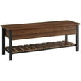 thumbnail image 1 of Pemberly Row Banc de Rangement en Bois Style Ferme Moderne de 48 Pouces en Noyer Foncé, 1 of 7
