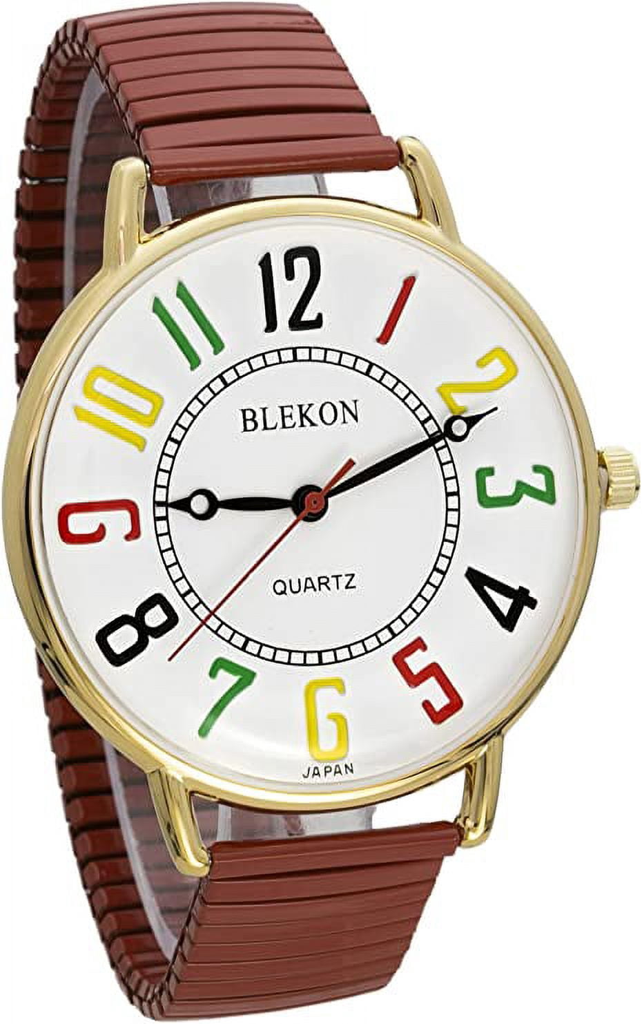 Blekon Original Women Super Large 43mm White Face Stainless Steel Stretch Band Watch Analog Display