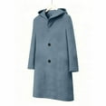 thumbnail image 6 of JGGSPWM Womens Long Double Breasted Coats Lapel Collar Pea Coat Warm Winter Loose Long Sleeved Jackets Trench Coat Outwear Blue L, 6 of 8