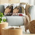 thumbnail image 5 of Ambesonne Pug Throw Pillow Cover 2 Pack, Dog House Cartoon Style, 16", Pale Coffee Sand Brown, 5 of 5