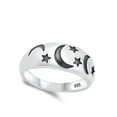 thumbnail image 4 of Unique Oxidized Moon Star Dream Space Ring .925 Sterling Silver Band Jewelry Female Male Size 6, 4 of 4