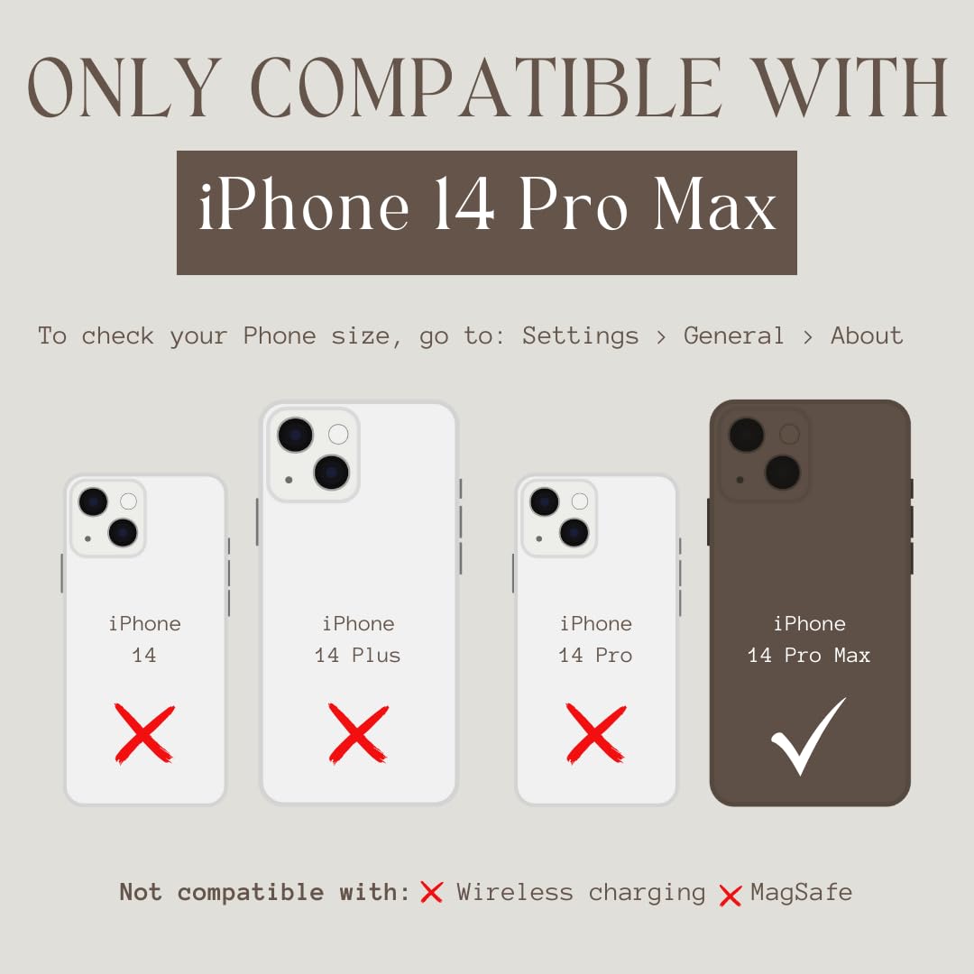 Walli Cases for iPhone 14 Pro Max Case Aesthetic Magnetic Wallet Phone Case Card Holder, Holds up to 2 Cards - Cute, Trendy Phone Cover for Women fits iPhone 14 Pro Max, with Kickstand & Finger Strap