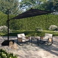 thumbnail image 2 of HOMETRENDS 11 ft. Round Offset Patio Umbrella with LED lights & Base, Meteorite, 2 of 10