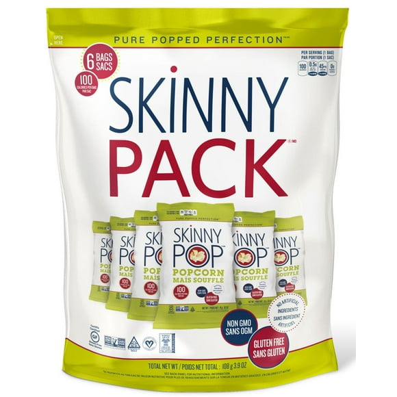 Maïs soufflé sans gluten SkinnyPack de SkinnyPop Maïs soufflé sans gluten SkinnyPack de SkinnyPop 6x18g