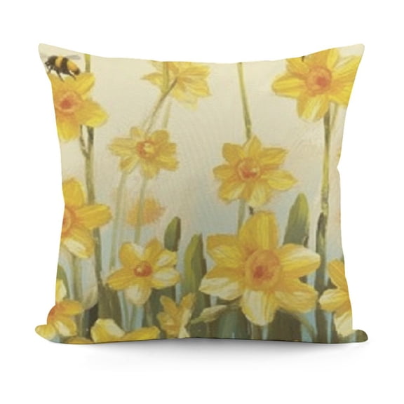 YINGXI  Daffodils Spring Throw Pillow Cover,Spring Summer Flower Cushion Case for Sofa Couch 12x12in